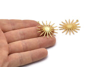 Gold Sun Charm, Gold Plated Brass, Gold Sun, Charm Pendant, Gold Pendant, Gold Charm With 1 Loop (32x30mm) N1519 H0902