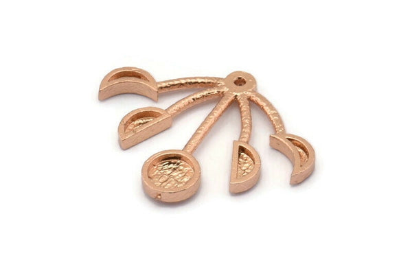 Moon Phases Earring, 2 Rose Gold Plated Brass Crescent Earrings With 1 Loop, Pendant Findings (24x27x2mm) E235 Q0508