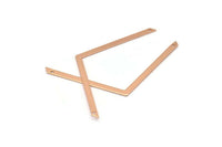 Rose Gold Chevron, 5 Rose Gold Plated Brass Chevrons With 2 Holes (70x3x0.80mm) A0930 N0639
