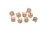 Round Prong Setting, 15 Rose Gold Plated Round, 4 Prong Settings 7.7mm/7.6mm Rhinestone Q0292