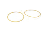 Gold Circle Earring, 2 Gold Plated Brass Circle Stud Earrings (60x2x1mm) D990 A1419 Q0285