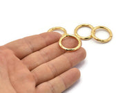 Gold Ring, 2 Hammered Gold Plated Brass Rings, Connectors (22x3mm) N1500