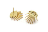Gold Eye Earring, 2 Gold Plated Brass Eye Stud Earrings (20x22x2mm) N1513