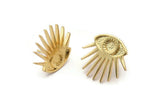 Gold Eye Earring, 2 Gold Plated Brass Eye Stud Earrings (20x22x2mm) N1513