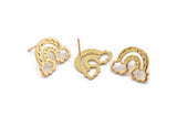Earring Studs, 2 Gold Plated Brass -  Cloud Earrings - Gold Earrings - Earrings (20x15x1.5mm) N1535 H0962