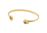 Gold Round Cuff, 1 Gold Plated Brass Round Cuff Stone Setting With 2 Pads - Pad Size 6mm V110 Q0635