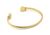 Gold Round Cuff, 1 Gold Plated Brass Round Cuff Stone Setting With 2 Pads - Pad Size 6mm V110 Q0635