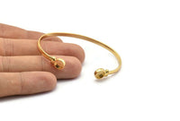 Gold Round Cuff, 1 Gold Plated Brass Round Cuff Stone Setting With 2 Pads - Pad Size 6mm V110 Q0635