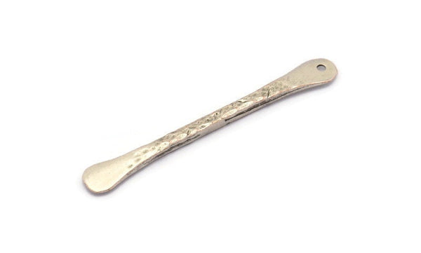 Silver Paddle Charm, 4 Hammered Antique Silver Plated Brass Paddle Charms With 1 Hole, Earrings, Findings (49x5x2mm) N0798