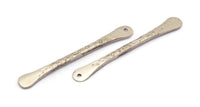 Silver Paddle Charm, 4 Hammered Antique Silver Plated Brass Paddle Charms With 1 Hole, Earrings, Findings (49x5x2mm) N0798