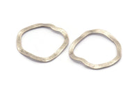 Gümüş Çember Charm, Deliksiz 12 Antik Gümüş Kaplamalı Pirinç Dalgalı Çember Charm, Küpeler, Bulgular (26x25x0.60mm) D0715 H0846