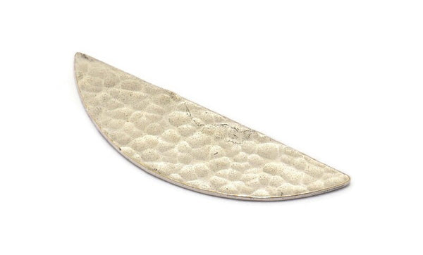 Silver Semi Circle 2 Hammered Antique Silver Plated Brass Half Moon Blanks (51x16x1mm) N0921