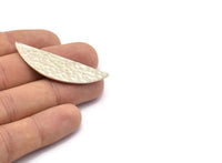 Silver Semi Circle 2 Hammered Antique Silver Plated Brass Half Moon Blanks (51x16x1mm) N0921