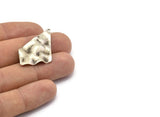 Silver Diamond Charm, 6 Antique Silver Plated Brass Diamond Charms With 1 Hole, Earrings, Findings (37x23x0.60mm) D0713