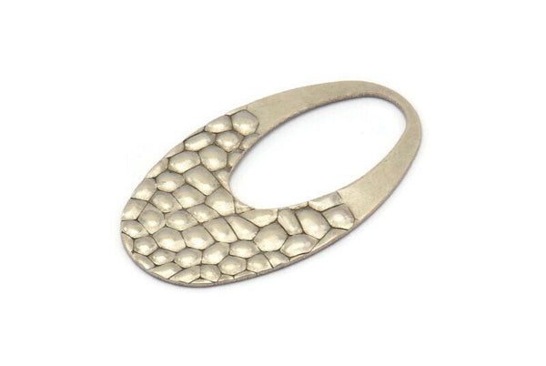 Silver Oval Charm, 8 Antique Silver Plated Brass Oval Pendants, Earrings, Findings (35x20x0.70mm) D1179