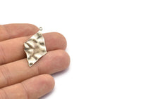 Silver Diamond Charm, 8 Antique Silver Plated Brass Diamond Charms With 1 loop, Earrings, Findings (39x19x0.60mm) D0726