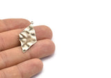 Silver Diamond Charm, 8 Antique Silver Plated Brass Diamond Charms With 1 loop, Earrings, Findings (39x19x0.60mm) D0726