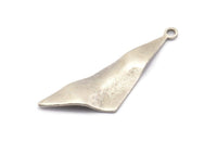 Silver Triangle Charm, 8 Antique Silver Plated Brass Wavy Triangle Charms With 1 Loop, Earrings, Findings (40x12x0.80mm) D885