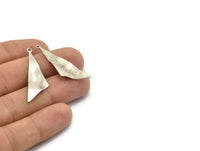 Silver Triangle Charm, 8 Antique Silver Plated Brass Wavy Triangle Charms With 1 Loop, Earrings, Findings (40x12x0.80mm) D885