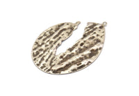 Cracked Oval Pendant, 4 Hammered Antique Silver Plated Cracked Oval Pendants With 1 Loop, Earrings, Findings (42x29x0.50mm) D0759 H0863