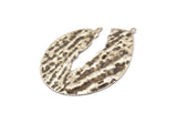 Cracked Oval Pendant, 4 Hammered Antique Silver Plated Cracked Oval Pendants With 1 Loop, Earrings, Findings (42x29x0.50mm) D0759 H0863