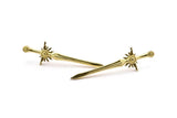 Brass Sword Earring, 4 Raw Brass Sword Stud Earrings (43x12mm) N1624