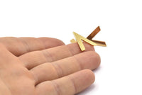 Gold Earring, 4 Gold Plated Brass V Shaped Stud Earrings (19x18x1mm) M01121 A2353