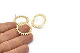 Brass Circle Earring, 4 Raw Brass Circle Stud Earrings (27x1.2mm) N1622