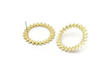 Brass Circle Earring, 2 Raw Brass Circle Stud Earrings (34x1.2mm) N1628