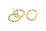 Brass Circle Earring, 2 Raw Brass Circle Stud Earrings (34x1.2mm) N1628