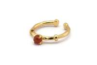 Gold Ring Settings, 4 Gold Plated Brass Adjustable 4 Claw Ring - Ring Stone Setting - Pad Size 4mm N1552