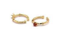 Gold Ring Settings, 4 Gold Plated Brass Adjustable 4 Claw Ring - Ring Stone Setting - Pad Size 4mm N1552