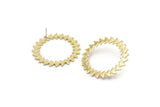 Brass Circle Earring, 2 Raw Brass Circle Stud Earrings (42x1.2mm) N1630