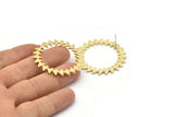 Brass Circle Earring, 2 Raw Brass Circle Stud Earrings (42x1.2mm) N1630