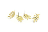 Brass Leaf Earring, 6 Raw Brass Leaf Stud Earrings, Findings (23x12x1.2mm) N1631