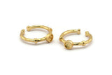 Gold Ring Settings, 2 Gold Plated Brass Round Ring With 1 Stone Setting - Pad Size 4mm N1551