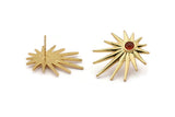 Gold Badge Earring, 2 Gold Plated Brass Rosette Stud Earrings - Pad Size 4mm (29x25mm) N1507