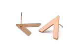 Rose Gold Earring, 2 Rose Gold Plated Brass V Shaped Stud Earrings (22x18x1mm) M01243 A2289
