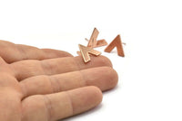 Rose Gold Earring, 4 Rose Gold Plated Brass V Shaped Stud Earrings (15x13x1mm) M01239 A2240