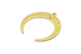 Brass Moon Charm, 10 Textured Raw Brass Crescent Moon Charms With 1 Loop And 1 Hole (28x27x1mm) M02225