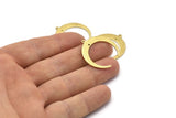 Brass Moon Charm, 10 Textured Raw Brass Crescent Moon Charms With 1 Loop And 1 Hole (28x27x1mm) M02225
