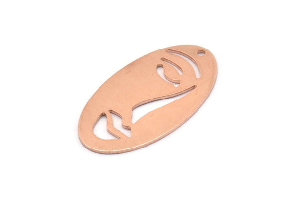 Copper Face Charm, 8 Raw Copper Face Charms With 1 Hole, Pendants, Earrings, Findings (35x19x0.80mm) M02174