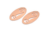 Copper Face Charm, 8 Raw Copper Face Charms With 1 Hole, Pendants, Earrings, Findings (35x19x0.80mm) M02174