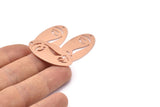 Copper Face Charm, 8 Raw Copper Face Charms With 1 Hole, Pendants, Earrings, Findings (35x19x0.80mm) M02174