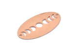 Copper Oval Charm, 8 Raw Copper Oval Moon Phases Charms With 2 Holes, Pendants, Earrings, Findings (35x19x0.80mm) M02178