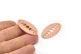Copper Oval Charm, 8 Raw Copper Oval Moon Phases Charms With 2 Holes, Pendants, Earrings, Findings (35x19x0.80mm) M02178
