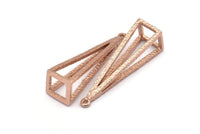 Gül Altın Üçgen Prizma, Gül Altın Kaplama Pirinç Üçgen Prizma Kolye Uçları 1 Halka (37x10mm) BS 1980 Q0566