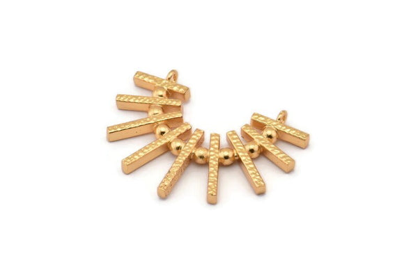Altın Saçaklı Kolye, 2 Döngülü 1 Altın Kaplama Pirinç Dokulu Saçaklı Kolye (30x38x3mm) BS 1960 Q0562