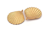 Gold Shell Charm, 1 Gold Plated Brass Sea Shell Charm with 1 Loop, Pendants, Charms, Findings (40x34mm) E286 Q0563