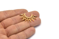Gold Sunny Pendant, 2 Gold Plated Brass Sunny Ethnic Pendants With 2 Loops, Findings, Charms (35x26x2.4mm) E213 Q0564
